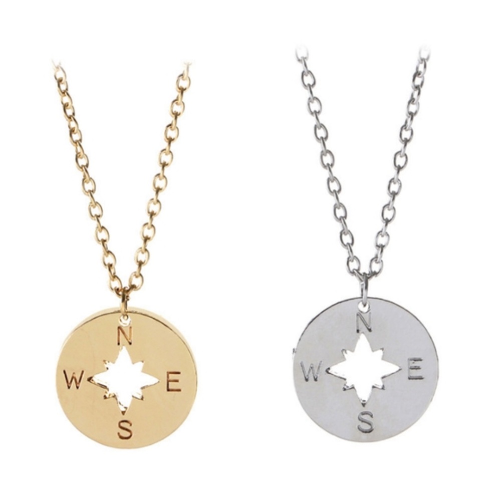 Compass Design Necklaces~One Gold, One Silver~You Get 2